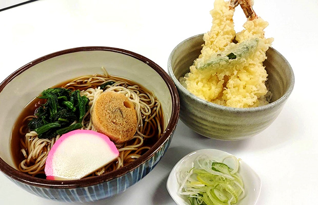 蕎麦とミニエビ天丼