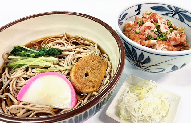 蕎麦とミニローストポーク丼